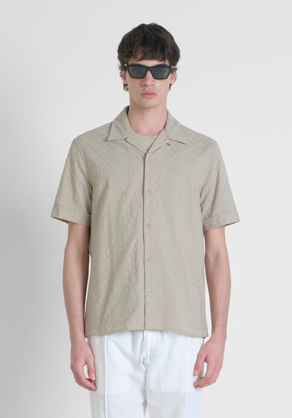 CAMISA REGULAR STRAIGHT FIT «HONOLULU» DE ALGODÓN POPELINA BORDADA - Antony Morato Online Shop