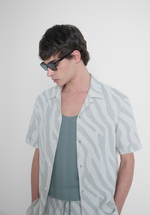 CAMICIA REGULAR STRAIGHT FIT "HONOLULU" IN JACQUARD DI COTONE - Antony Morato Online Shop