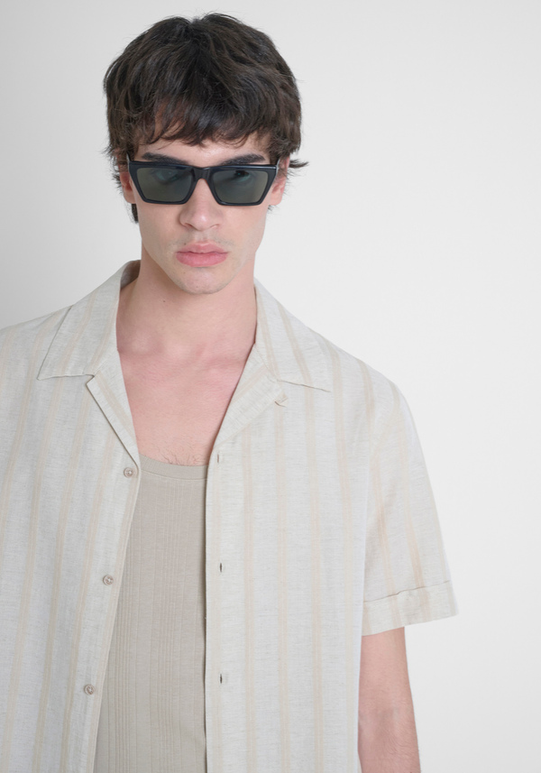 CAMISA REGULAR STRAIGTH FIT «HONOLULU» DE ALGODÓN MEZCLA DE LINO - Antony Morato Online Shop