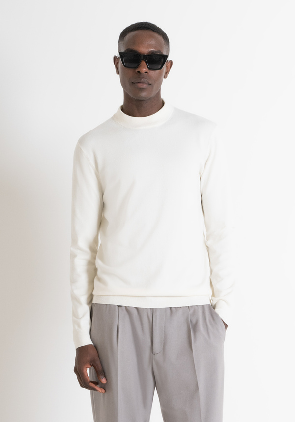 PULL SLIM FIT EN JERSEY DE COTON EN MÉLANGE DE VISCOSE STRETCH AVEC COL - Antony Morato Online Shop