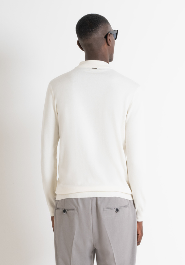 PULL SLIM FIT EN JERSEY DE COTON EN MÉLANGE DE VISCOSE STRETCH AVEC COL - Antony Morato Online Shop
