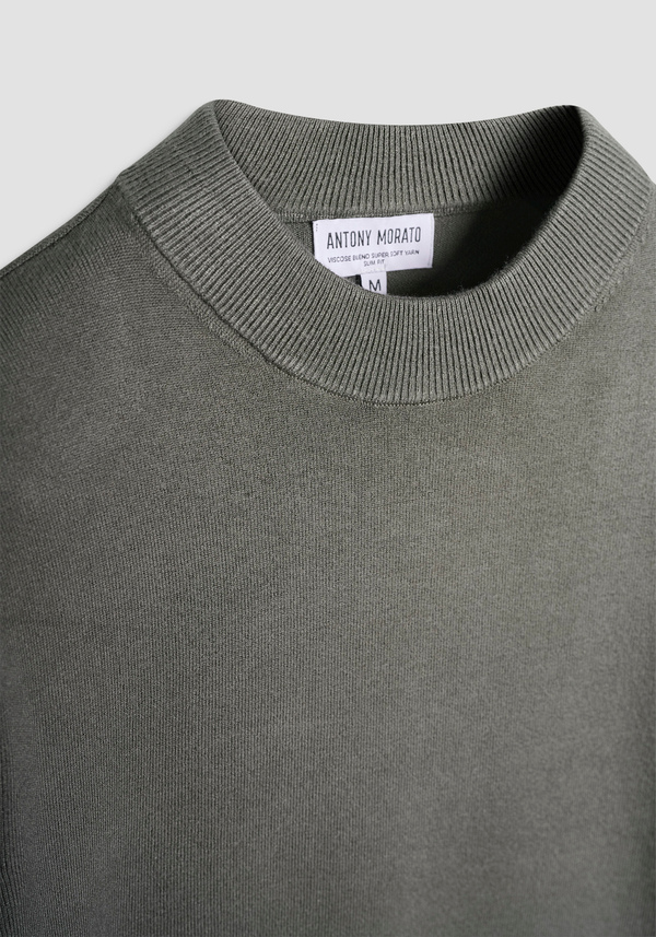 SLIM FIT COTTON JERSEY SWEATER IN STRETCH VISCOSE BLEND WITH COLLAR - Antony Morato Online Shop