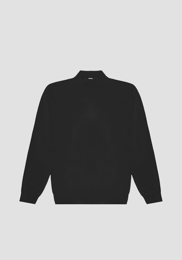 SLIM FIT COTTON JERSEY SWEATER IN STRETCH VISCOSE BLEND WITH COLLAR - Antony Morato Online Shop