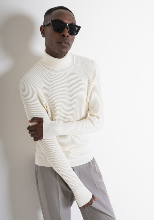 PULL COL ROULÉ SUPER SLIM FIT EN MÉLANGE VISCOSE ÉLASTIQUE - Antony Morato Online Shop