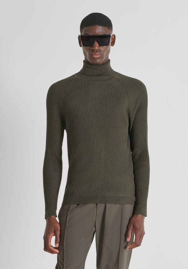 SUPER SLIM FIT TURTLENECK SWEATER IN STRETCH VISCOSE BLEND - Antony Morato Online Shop