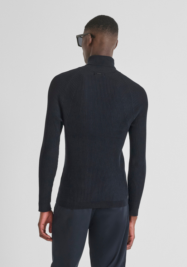 SUPER SLIM FIT TURTLENECK SWEATER IN STRETCH VISCOSE BLEND - Antony Morato Online Shop