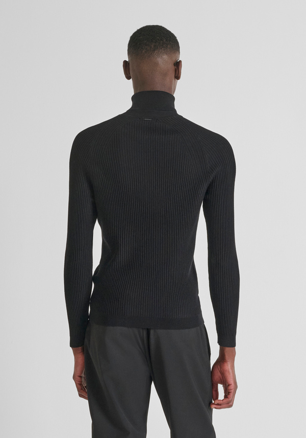 SUPER SLIM FIT TURTLENECK SWEATER IN STRETCH VISCOSE BLEND - Antony Morato Online Shop
