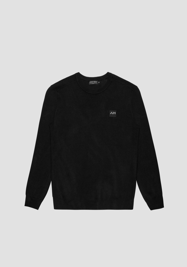PULL SLIM FIT EN MÉLANGE VISCOSE AVEC PATCH LOGO - Antony Morato Online Shop
