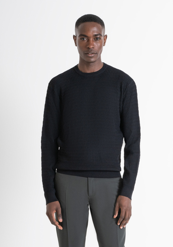 MAGLIONE GIROCOLLO REGULAR FIT MISTO VISCOSA JACQUARD - Antony Morato Online Shop