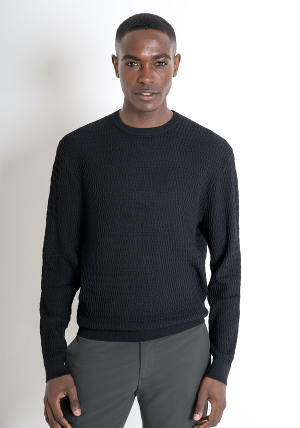 MAGLIONE GIROCOLLO REGULAR FIT MISTO VISCOSA JACQUARD - Antony Morato Online Shop
