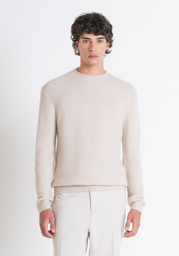 REGULAR FIT SWEATER IN MOHAIR WOOL BLEND WITH TIGER PRINT - Antony Morato Online Shop
