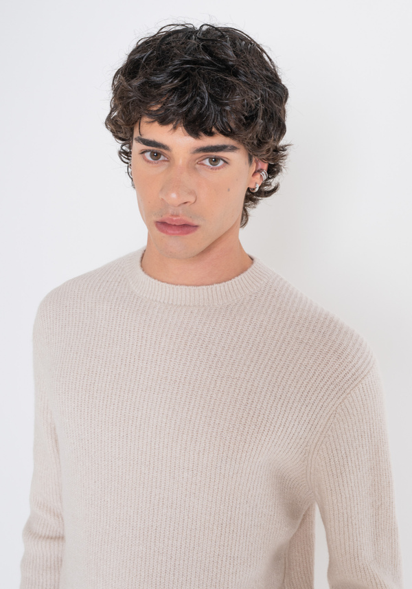 REGULAR FIT SWEATER IN MOHAIR WOOL BLEND WITH TIGER PRINT - Antony Morato Online Shop
