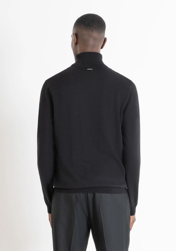 REGULAR FIT TURTLENECK SWEATER IN WARM WORKED COTTON - Antony Morato Online Shop