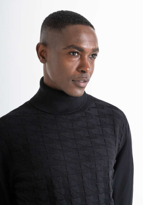 REGULAR FIT TURTLENECK SWEATER IN WARM WORKED COTTON - Antony Morato Online Shop