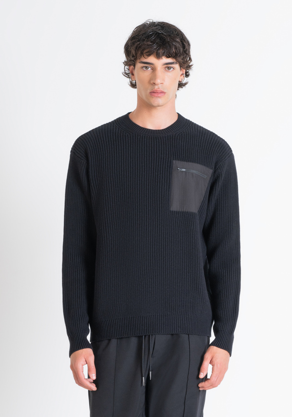 RELAXED FIT SWEATER IN COTTON WITH FABRIC POCKET - Antony Morato Online Shop