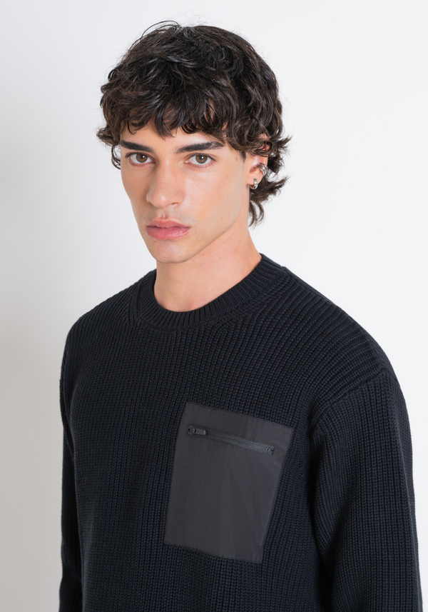 RELAXED FIT SWEATER IN COTTON WITH FABRIC POCKET - Antony Morato Online Shop