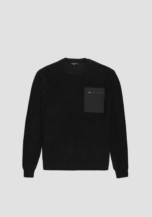 RELAXED FIT SWEATER IN COTTON WITH FABRIC POCKET - Antony Morato Online Shop