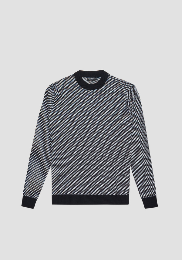 REGULAR FIT WOOL BLEND JUMPER WITH GEOMETRIC PATTERN - Antony Morato Online Shop