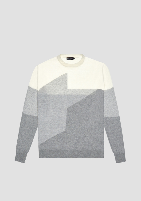 REGULAR FIT SWEATER IN MERINO WOOL BLEND WITH ABSTRACT PATTERN - Antony Morato Online Shop