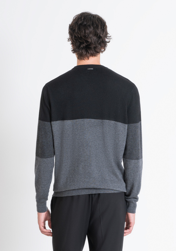 REGULAR FIT SWEATER IN MERINO WOOL BLEND WITH ABSTRACT PATTERN - Antony Morato Online Shop