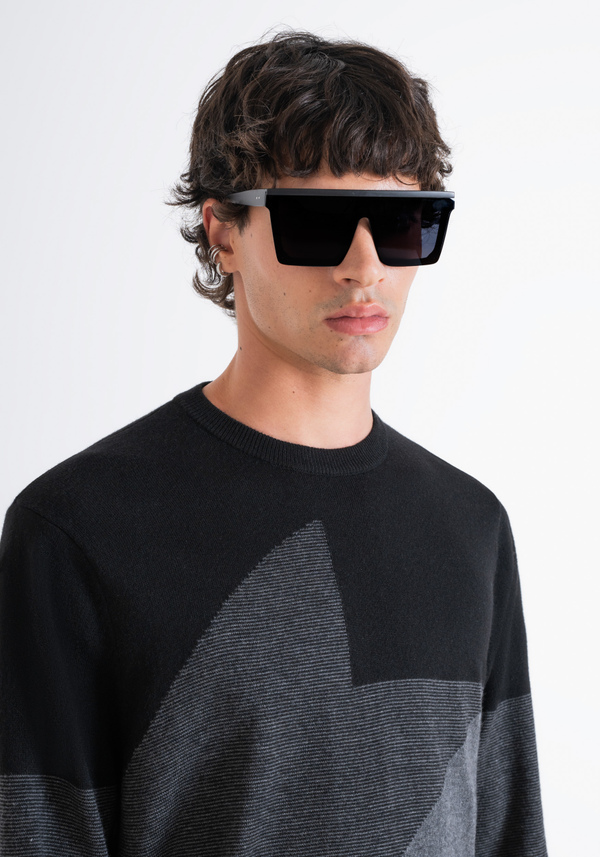 REGULAR FIT SWEATER IN MERINO WOOL BLEND WITH ABSTRACT PATTERN - Antony Morato Online Shop