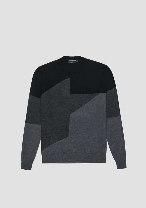 REGULAR FIT SWEATER IN MERINO WOOL BLEND WITH ABSTRACT PATTERN - Antony Morato Online Shop