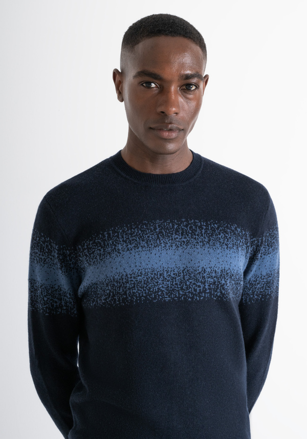 PULL REGULAR FIT EN LAINE MÉRINOS MÉLANGÉE AVEC BANDES - Antony Morato Online Shop