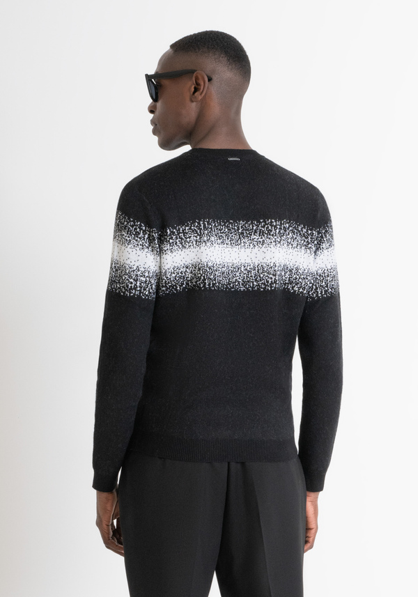 REGULAR FIT SWEATER IN MERINO WOOL BLEND WITH BANDS - Antony Morato Online Shop