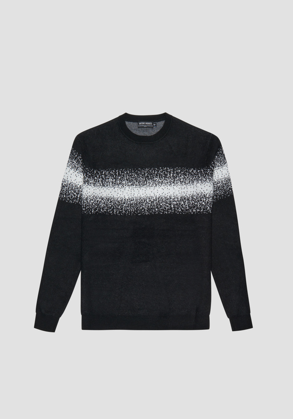 REGULAR FIT SWEATER IN MERINO WOOL BLEND WITH BANDS - Antony Morato Online Shop
