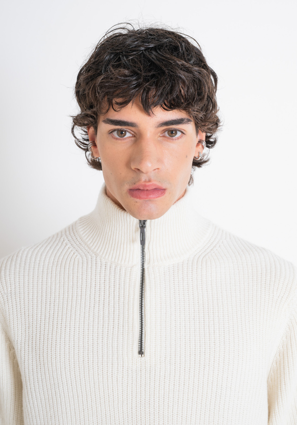 PULLOVER MIT REISSVERSCHLUSS REGULAR FIT HELL AUS MERINO-WOLLMISCHUNG - Antony Morato Online Shop