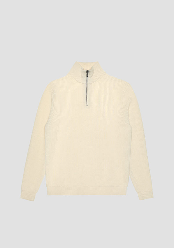PULLOVER MIT REISSVERSCHLUSS REGULAR FIT HELL AUS MERINO-WOLLMISCHUNG - Antony Morato Online Shop