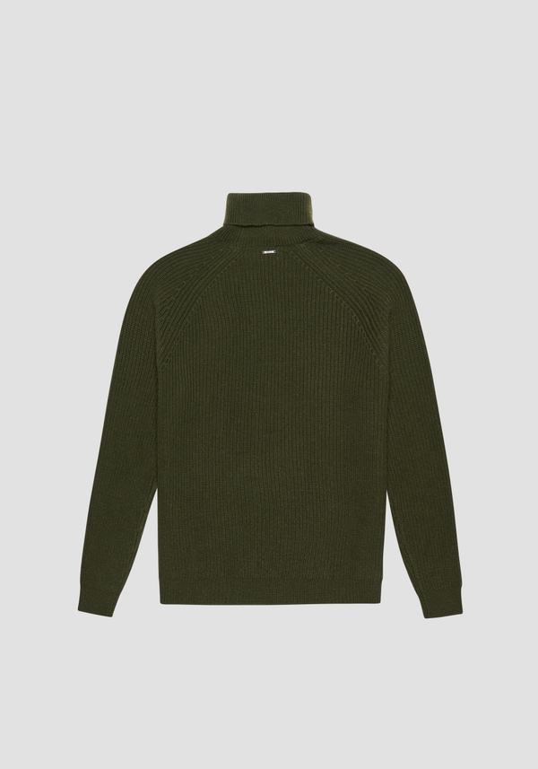 REGULAR FIT GREEN TURTLENECK SWEATER IN WOOL BLEND - Antony Morato Online Shop