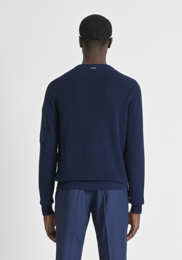 REGULAR-FIT COTTON AND VISCOSE SWEATER WITH A ZIPPED DENIM SLEEVE POCKET - Antony Morato Online Shop