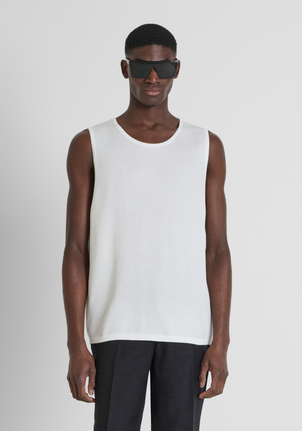 REGULAR FIT TANK TOP IN WORKED VISCOSE BLEND - Antony Morato Online Shop