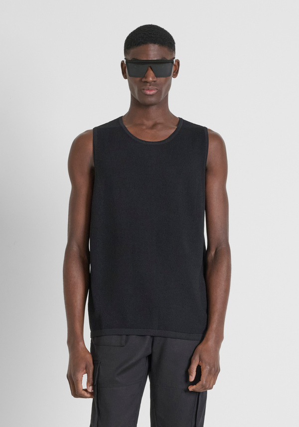 REGULAR FIT TANK TOP IN WORKED VISCOSE BLEND - Antony Morato Online Shop