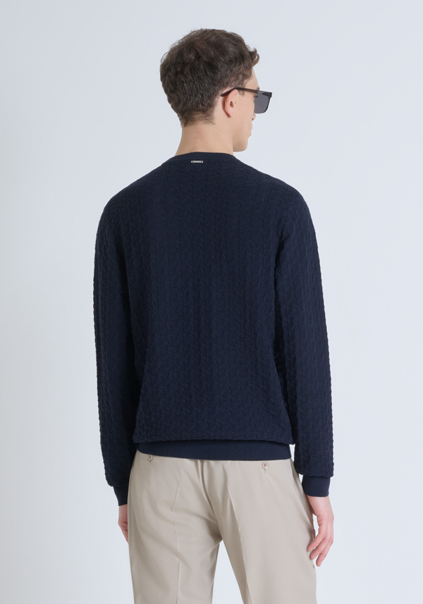 REGULAR-FIT COTTON SWEATER WITH EMBOSSED TEXTURE - Antony Morato Online Shop