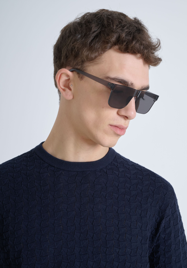 REGULAR-FIT COTTON SWEATER WITH EMBOSSED TEXTURE - Antony Morato Online Shop