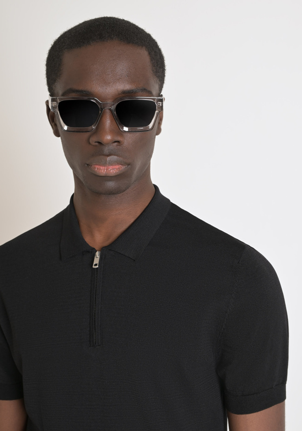 PULL SUPER SLIM FIT AVEC MANCHES COURTES EN VISCOSE MÉLANGÉE - Antony Morato Online Shop