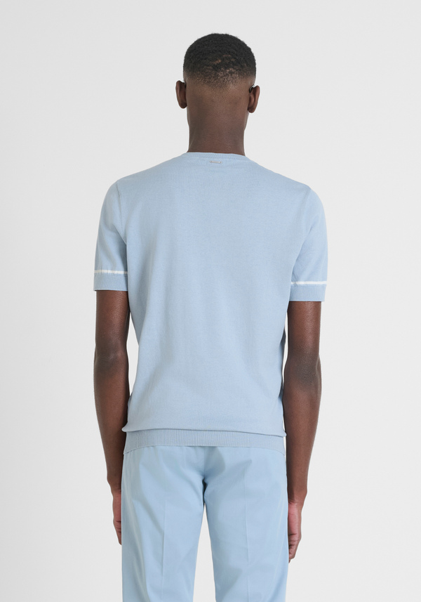 PULL-OVER DE COUPE RÉGULIÈRE EN COTON SUPER FIN AVEC BADGE EN MÉTAL - Antony Morato Online Shop
