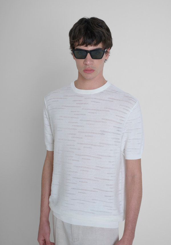 JERSEY REGULAR FIT EN HILO DE ALGODÓN CON INSIGNIA METÁLICA CON LOGOTIPO - Antony Morato Online Shop