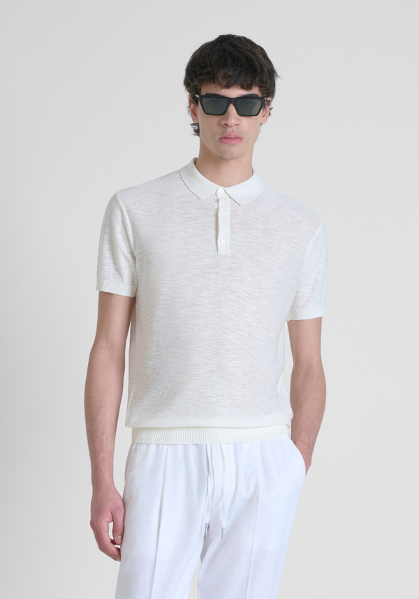 JERSEY REGULAR FIT EN MEZCLA DE LINO CON INSIGNIA DEL LOGOTIPO - Antony Morato Online Shop