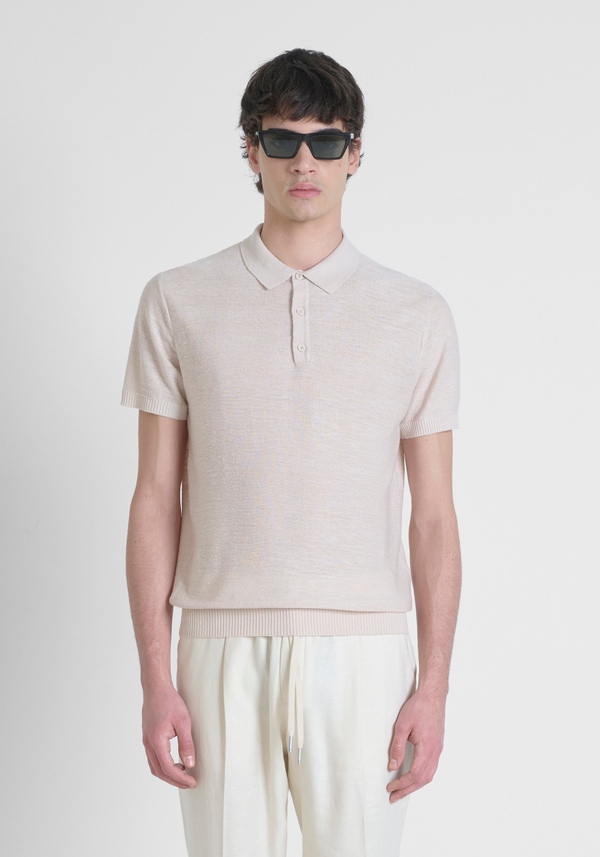 JERSEY REGULAR FIT EN MEZCLA DE LINO CON INSIGNIA DEL LOGOTIPO - Antony Morato Online Shop