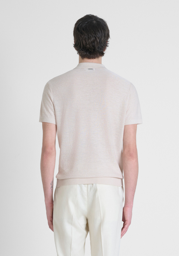 JERSEY REGULAR FIT EN MEZCLA DE LINO CON INSIGNIA DEL LOGOTIPO - Antony Morato Online Shop