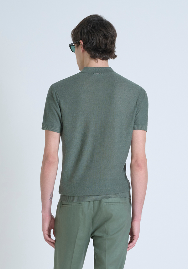 JERSEY REGULAR FIT EN MEZCLA DE LINO CON INSIGNIA DEL LOGOTIPO - Antony Morato Online Shop