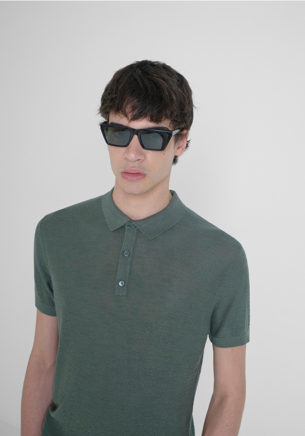 JERSEY REGULAR FIT EN MEZCLA DE LINO CON INSIGNIA DEL LOGOTIPO - Antony Morato Online Shop