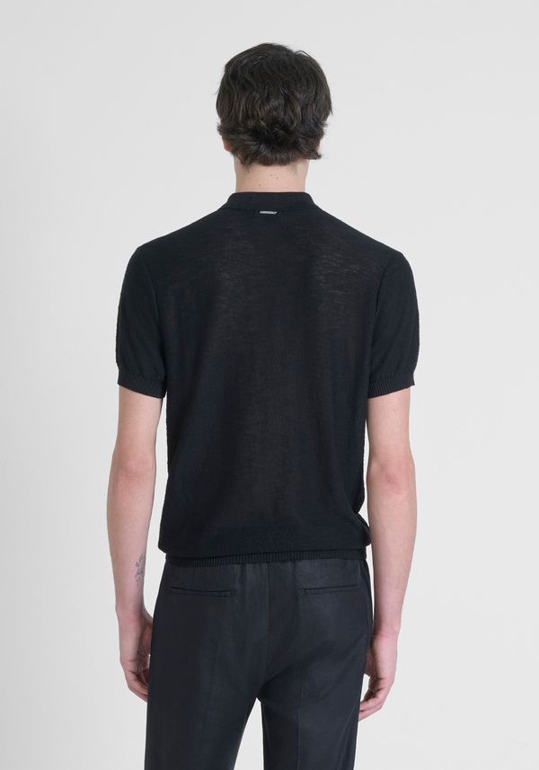 JERSEY REGULAR FIT EN MEZCLA DE LINO CON INSIGNIA DEL LOGOTIPO - Antony Morato Online Shop