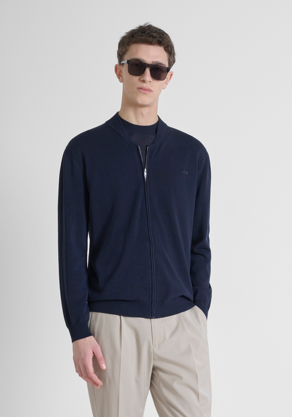 PULLOVER REGULAR FIT AUS BAUMWOLL-MISCHGEWEBE MIT LOGO AUF DER BRUST - Antony Morato Online Shop