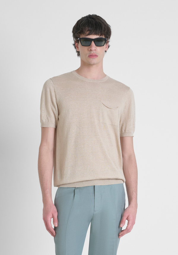 PULL-OVER DE COUPE RÉGULIÈRE EN LIN MÉLANGÉ - Antony Morato Online Shop