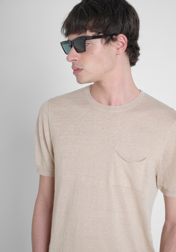 PULL-OVER DE COUPE RÉGULIÈRE EN LIN MÉLANGÉ - Antony Morato Online Shop