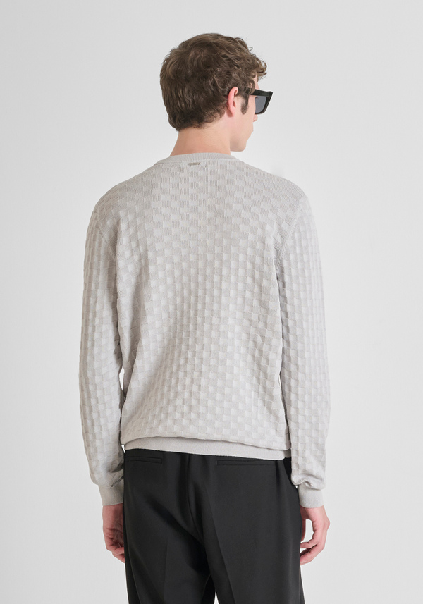 PULL COL ROND COUPE REGULAR EN COTON À MOTIF JACQUARD - Antony Morato Online Shop